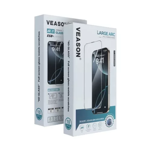 6D Pro Veason Glass (SZETT 10 az 1-ben) - iPhone 15 Pro Max fekete üvegfólia