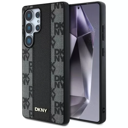 Samsung Galaxy S25 Ultra Fekete DKNY Bőr Kockás Minta MagSafe tok