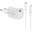 Yenkee VOLT YAC G35WH 35W GaN hálózati töltő szett USB-C/USB-C kábellel, fehér