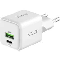   YENKEE YAC G38 VOLT GaN hálózati gyorstöltő USB-A + USB-C, 20 W