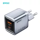 BWOO BO-CDA237 30 W-os GaN hálózati töltő USB-C és USB-A csatlakozóval, szürke