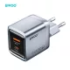 BWOO BO-CDA237 30 W-os GaN hálózati töltő USB-C és USB-A csatlakozóval, szürke