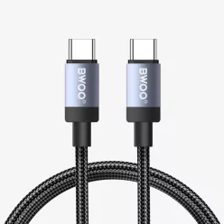   BWOO BO-X401CC fonott USB-C–USB-C kábel, 1 m, 65 W, fekete