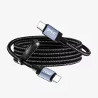 BWOO BO-X401CC fonott USB-C–USB-C kábel, 1 m, 65 W, fekete