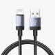 BWOO BO-X401L fonott USB-A–Lightning töltő- és adatkábel, 1 m, 3 A, fekete