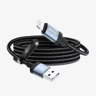 BWOO BO-X401L fonott USB-A–Lightning töltő- és adatkábel, 1 m, 3 A, fekete