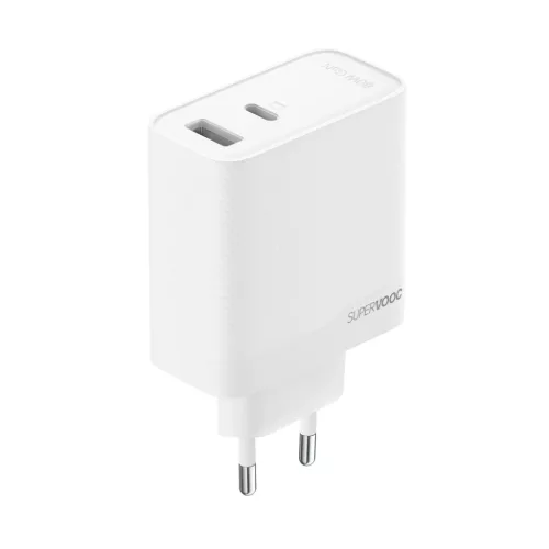 Oppo VCB8OAEH 80 W-os USB-A és USB-C hálózati töltő, fehér