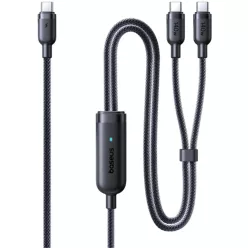   Baseus Flash 4 2in1 USB-C–2 × USB-C töltőkábel, 140 W, 1,5 m, fekete (E0426X00)
