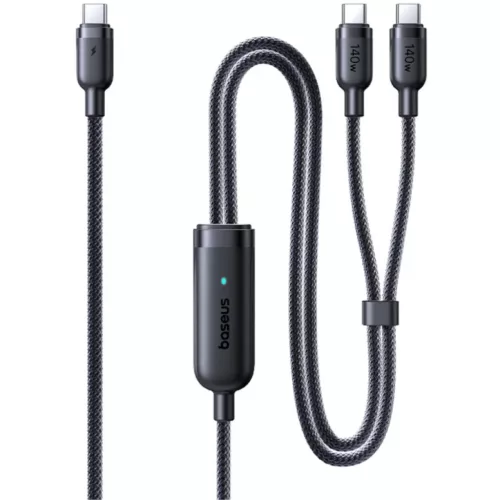 Baseus Flash 4 2in1 USB-C–2 × USB-C töltőkábel, 140 W, 1,5 m, fekete (E0426X00)