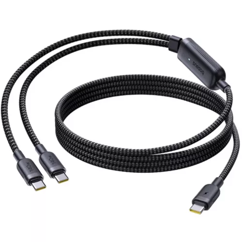 Baseus Flash 4 2in1 USB-C–2 × USB-C töltőkábel, 140 W, 1,5 m, fekete (E0426X00)