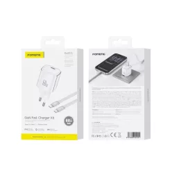   FONENG MAX40-EU GaN PD 60 W-os hálózati töltő USB-C–USB-C kábellel, fehér