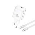 FONENG MAX40-EU GaN PD 60 W-os hálózati töltő USB-C–USB-C kábellel, fehér