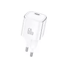 FONENG MAX40-EU GaN PD 60 W-os hálózati töltő USB-C–USB-C kábellel, fehér
