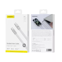 FONENG X121 USB-C–USB-C PD kábel, 60 W, 1,2 m, fehér