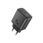 FONENG MAX20-EU kijelzős GaN hálózati töltő, 45W, PD, QC3.0, fekete