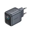FONENG MAX70-EU GaN PD 45 W-os hálózati töltő TFT-kijelzővel és USB-C–USB-C kábellel, fekete