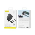 FONENG MAX20-EU kijelzős GaN hálózati töltő, 45 W, fekete, USB-C–USB-C kábellel