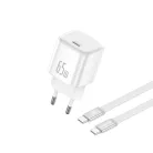 FONENG MAX41-EU 65 W-os GaN PD fali töltő USB-C–USB-C kábellel, fehér
