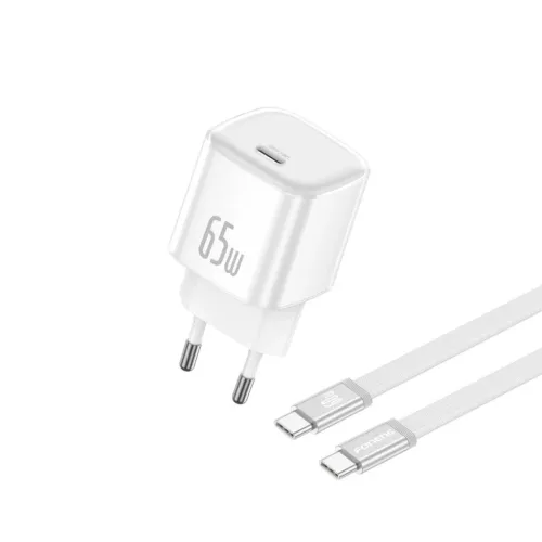 FONENG MAX41-EU 65 W-os GaN PD fali töltő USB-C–USB-C kábellel, fehér
