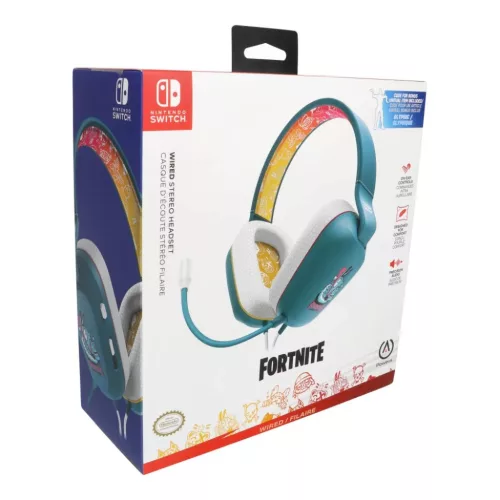 PowerA Fortnite Llambro vezetékes, mikrofonos fejhallgató, 3,5 mm-es Jack, türkiz-fehér