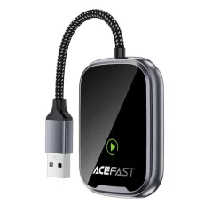   Acefast QC1 vezeték nélküli CarPlay és Android Auto autós adapter, fémes szürke