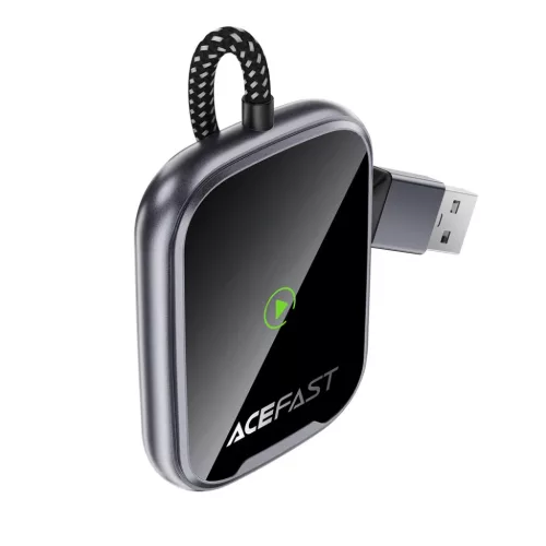 Acefast QC1 vezeték nélküli CarPlay és Android Auto autós adapter, fémes szürke