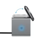 Acefast E34 3 az 1-ben vezeték nélküli töltő beépített USB-C kábellel, szürke
