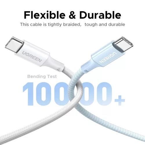 UGREEN L502 (35221) USB-C–USB-C kábel, 100 W, 5 A, 2 m, fehér