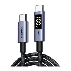   UGREEN L529 USB-C–USB-C kábel digitális kijelzővel, 100 W, 2 m