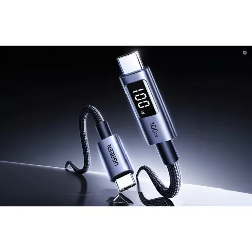 UGREEN L529 USB-C–USB-C kábel digitális kijelzővel, 100 W, 2 m