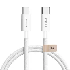   Tech-Protect Ultraboost Lite USB-C–USB-C kábel, 60 W, 150 cm, fehér