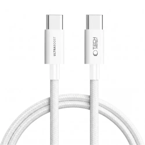 Tech-Protect Ultraboost Lite USB-C–USB-C kábel, 60 W, 150 cm, fehér