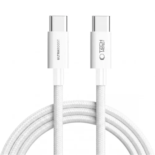Tech-Protect Ultraboost Lite USB-C–USB-C kábel, 60 W, fehér