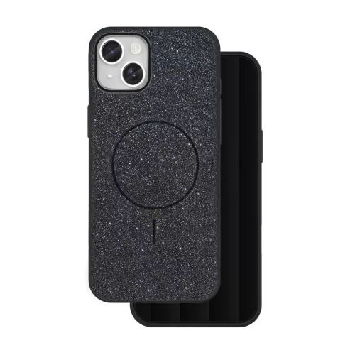 iPhone 13 6,1"-hoz fekete vékony csillámos mágneses tok