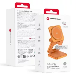   FORCELL AluFold Pro Qi2.2 25 W-os, 3 az 1-ben vezeték nélküli töltő, narancssárga