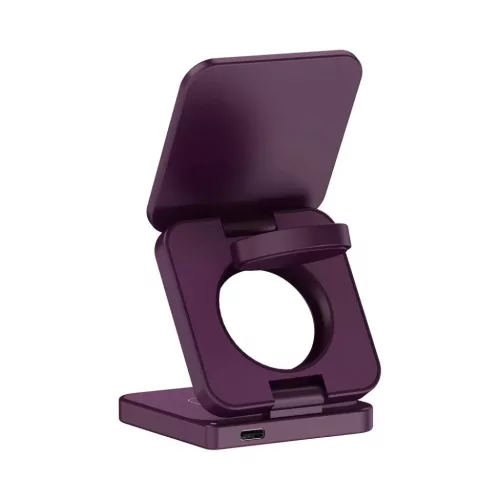 FORCELL AluFold Pro 3 az 1-ben összecsukható vezeték nélküli töltő, Qi2.2, 25 W, bordó
