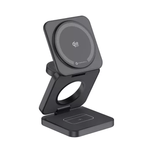 FORCELL AluFold Pro 3 az 1-ben Qi2.2 vezeték nélküli töltő, 25 W, sötétszürke