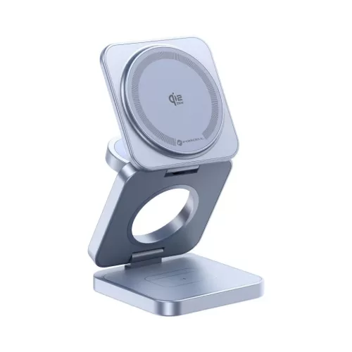 FORCELL AluFold Pro 3 az 1-ben Qi2.2 vezeték nélküli asztali töltő, 25 W, világoskék