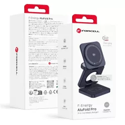   FORCELL AluFold Pro Qi2.2 25 W-os, 3 az 1-ben összecsukható vezeték nélküli töltő, kék