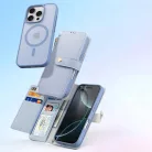 iPhone 16 Pro Kék Dux Ducis Lawa Bőr Tok Levehető Mágneses Tárcával