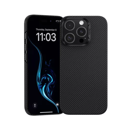 iPhone 16 Pro fekete Benks Magnetic Armor Air Kevlar fliptok PC Keret 600D (E065) tok