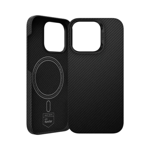 iPhone 16 Pro fekete Benks Magnetic Armor Air Kevlar fliptok PC Keret 600D (E065) tok