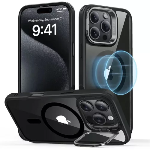 iPhone 16 Pro Átlátszó Fekete ESR Klasszikus Hibrid HaloLock Kitámasztó tok
