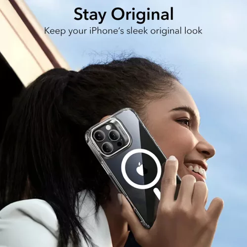 iPhone 16 Pro Átlátszó Fekete ESR Klasszikus Hibrid HaloLock Kitámasztó tok