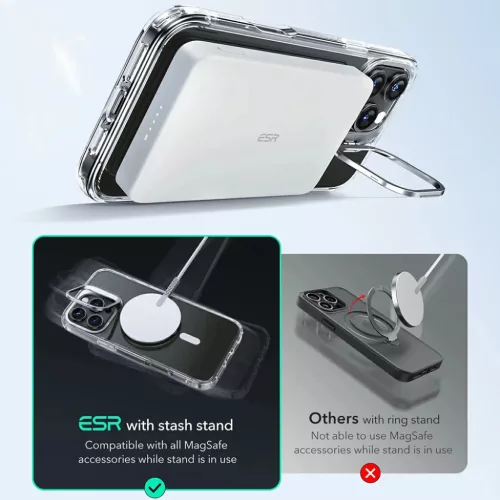 iPhone 16 Pro Átlátszó Fekete ESR Klasszikus Hibrid HaloLock Kitámasztó tok