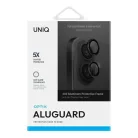 Uniq Optix Alumínium Kamera Lencsevédő iPhone 16 / 16 Plus applikátorral - fekete üvegfólia