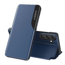   Eco Leather View Case elegáns fliptok lehajtható fedéllel és állvánnyal Samsung Galaxy S25 Edge - kék tok