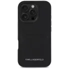 iPhone 16 Pro Fekete Karl Lagerfeld HC Grained PU Cardslot Metal Elong tok