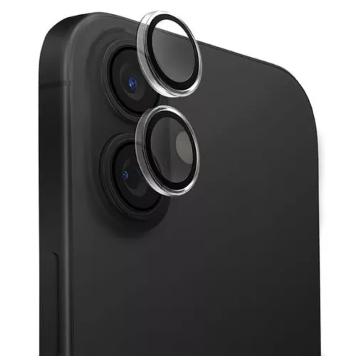 Uniq Optix Clear kameravédő iPhone 16 / 16 Plus applikátorral - Átlátszó fekete üvegfólia