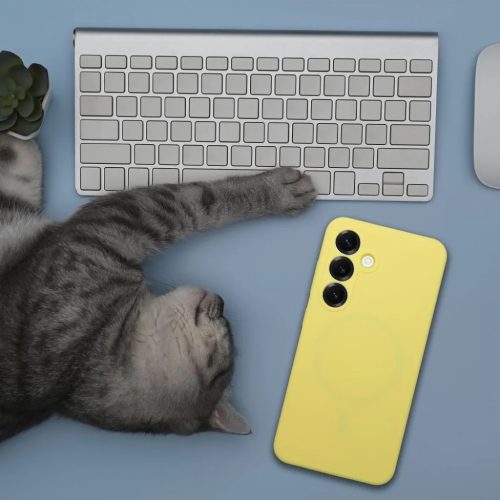 Szilikon tok 2mm Samsung S25 Edge kompatibilis MagSafe citrom